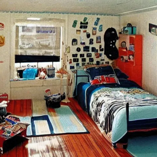 Image similar to a photo of the typical geelong, 1 0 year old boy's bedroom in the year 1 9 9 4