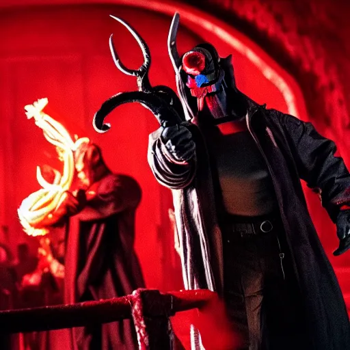 Image similar to twizzlers!!!! hellboy, movie still, high detail