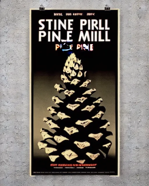 Image similar to a poster of stanley kubrick film full metal pine cone