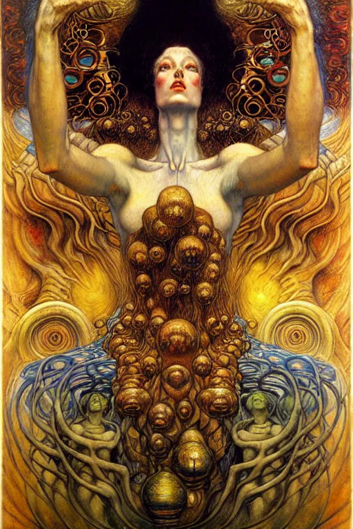 Image similar to Divine Chaos Engine by Karol Bak, Jean Delville, William Blake, Gustav Klimt, and Vincent Van Gogh, symbolist, visionary