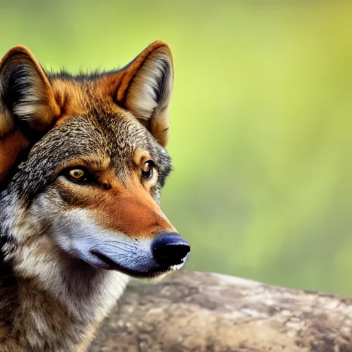 Prompt: professional photograph of a brown red wolf, high quality, hd, 8 k, 4 k, magnificent, award - winning, nature, nature photography, awe - inspiring, highly detailed, amazing