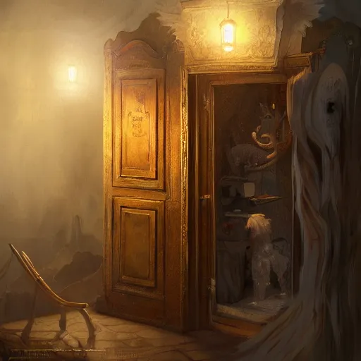 Image similar to the closet to narnia, dynamic lighting, fantasy concept art, trending on art station, stunning visuals, creative, cinematic, ultra detailed