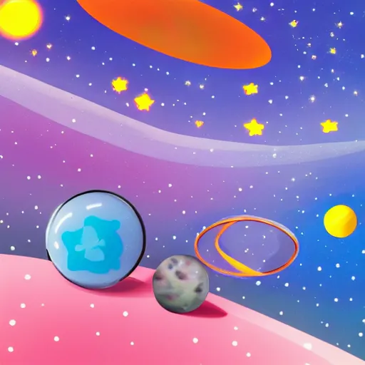 Image similar to Liminal space in outer space!!!, (((kinder surprise toy))), colorized background