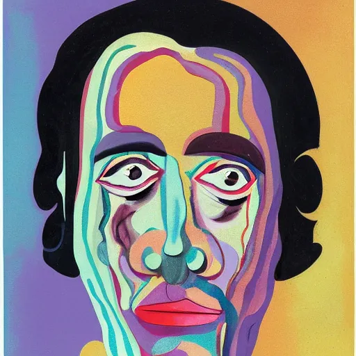 Image similar to George Condo surrealist portrait distorted illustration of a face