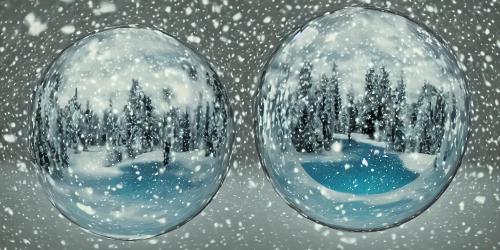 Prompt: the multiverse inside a snow globe, 90s cgi render