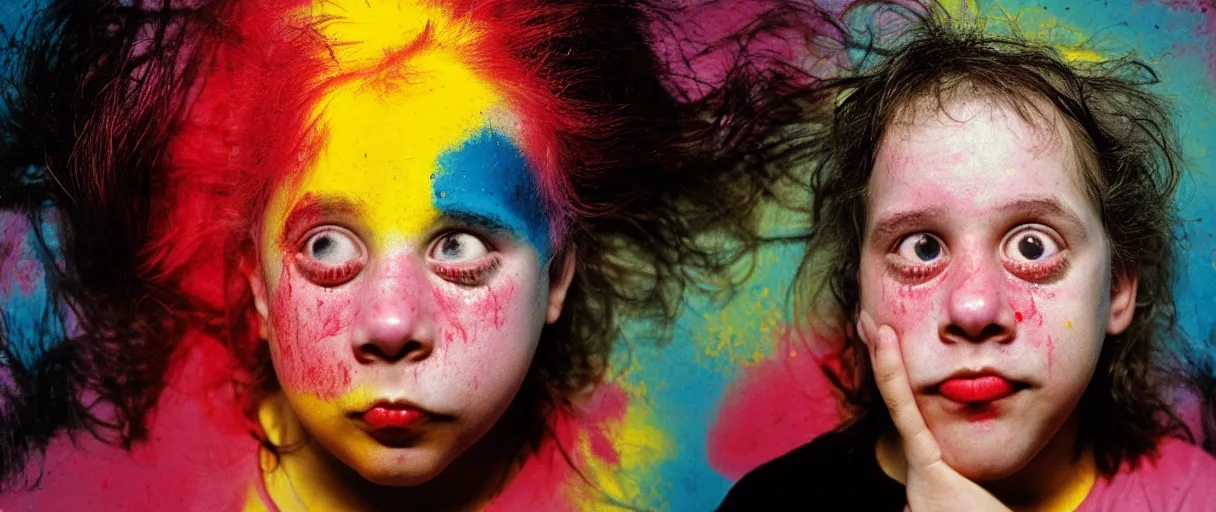 Prompt: award winning photo of a todd solondz sad and happy, crying and smiling franticly, vivid colors, happy, symmetrical face, beautiful eyes, studio lighting, wide shot art by sally mann & arnold newman