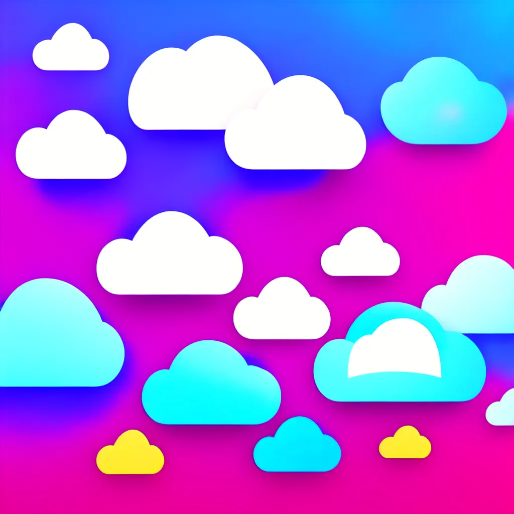 Image similar to a simple micro-service deployed to a public cloud, security, attack vector, trending on Artstation, painting by Jules Julien, Leslie David and Lisa Frank, muted colors with minimalism