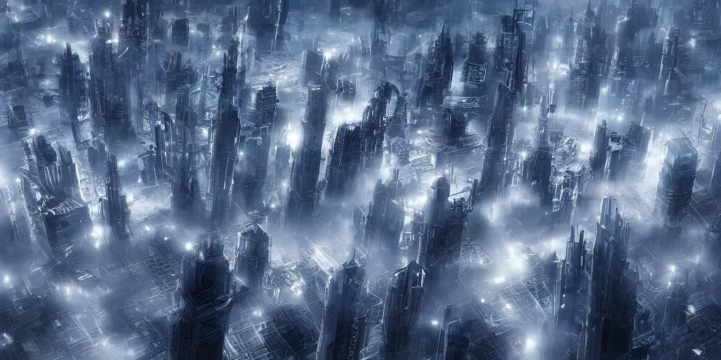 Prompt: A futuristic city in the clouds