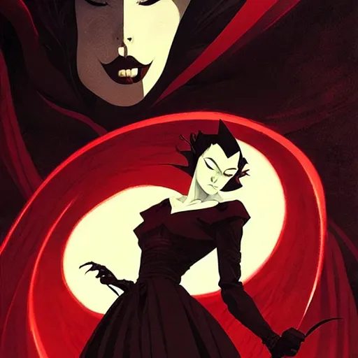 Image similar to beautiful vampire witch, evil, cinematic, dramatic, powerful, super detailed and intricate, by koson ohara, by darwyn cooke, by greg rutkowski, by satoshi kon