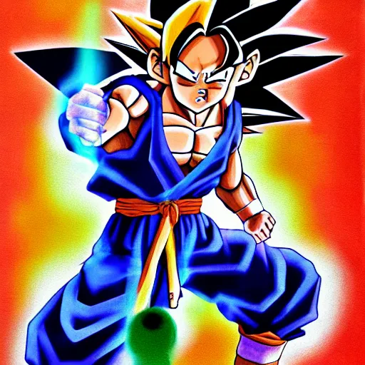 Image similar to goku, pastel art directed by jean luc goddard