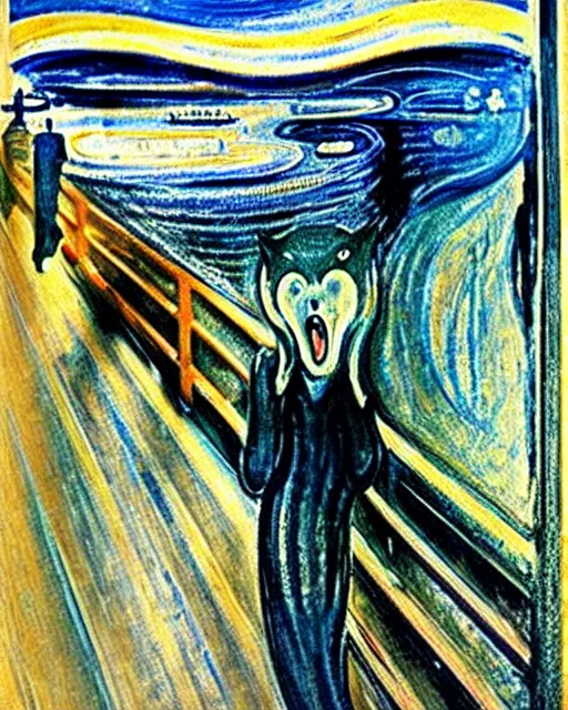 Image similar to The screaming fox, by Edvard Munch, The Scream