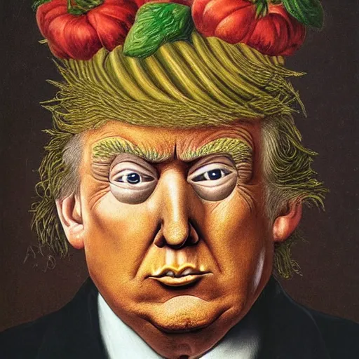 Image similar to a portrait of donald trump by arcimboldo.