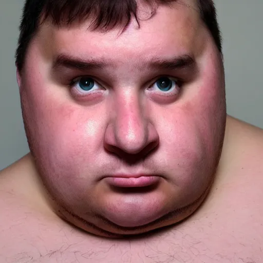 Image similar to obese sweaty man close up photograph