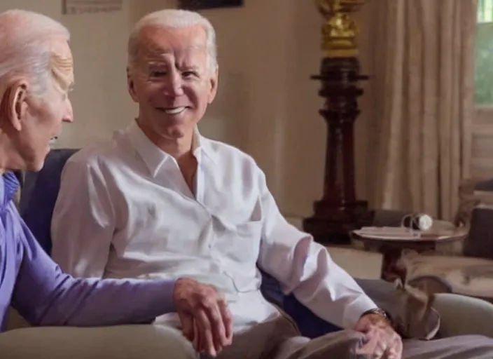 Image similar to film still of joe biden as a resident in a nursing home