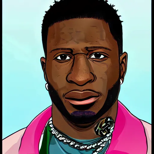 Image similar to [portrait of Gucci Mane as a GTA character, close up]