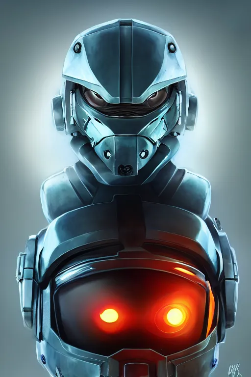 Image similar to robot ninja mask helmet halo master chief radiating a glowing aura global illumination ray tracing hdr fanart arstation by ian pesty and katarzyna da „ bek - chmiel