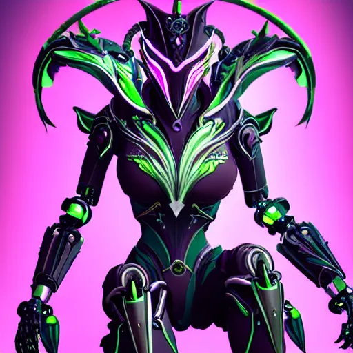 Image similar to highly detailed exquisite fanart, of a beautiful female warframe, but as an anthropomorphic robot dragon, sitting regally on a soft green sofa, with robot dragon head, shining reflective off-white plated armor, bright Fuchsia skin, full body shot, epic cinematic shot, realistic, professional digital art, high end digital art, DeviantArt, artstation, Furaffinity, 8k HD render, epic lighting, depth of field