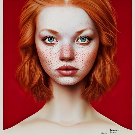 Image similar to Lofi pale redhead with freckles portrait, Pixar style, by Tristan Eaton Stanley Artgerm and Tom Bagshaw.