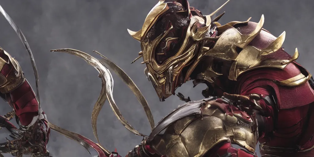 Image similar to a film still of a black man starring in a japanese blockbuster film as yoshimitsu from tekken, shallow depth of field, cinematic, award winning cgi, vfx, film still