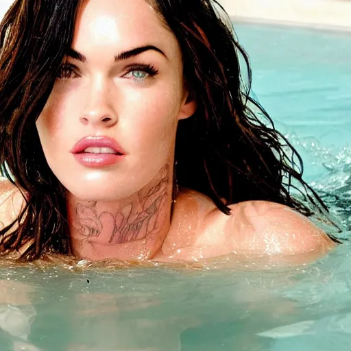 Image similar to Megan fox swimming in the bath like a professional swimmer , photography, dynamic lighting, ultra HD, beautiful, award winning photo