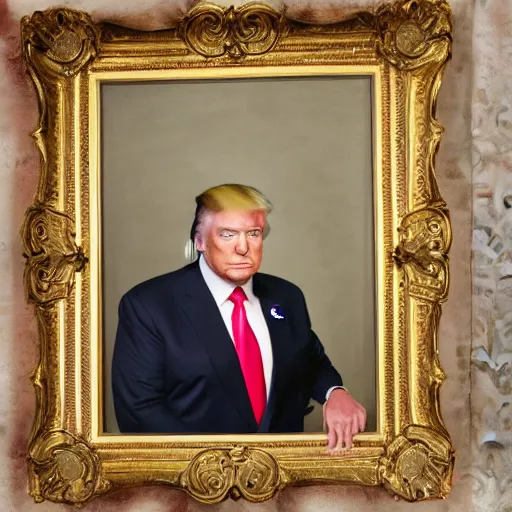 Prompt: photographed portrait of donald trump in baroque clothing, high detail, high definition, 8k