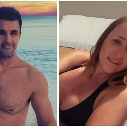 Image similar to photo of a 4 0 year old man that looks young for his age dating a very attractive 2 2 year old woman wearing a bikini. they in a college dorm.