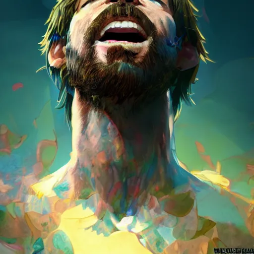 Prompt: shaggy using 100 percent of his power, au naturel, hyper detailed, digital art, trending in artstation, cinematic lighting, studio quality, smooth render, unreal engine 5 rendered, octane rendered, art style by klimt and nixeu and ian sprigger and wlop and krenz cushart