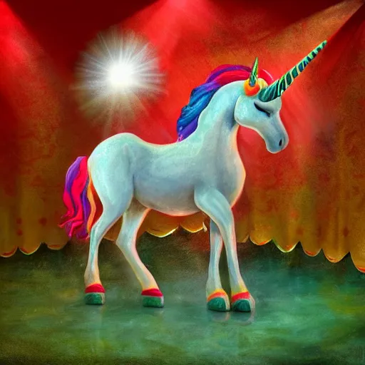 Image similar to a circus unicorn, fantasy art