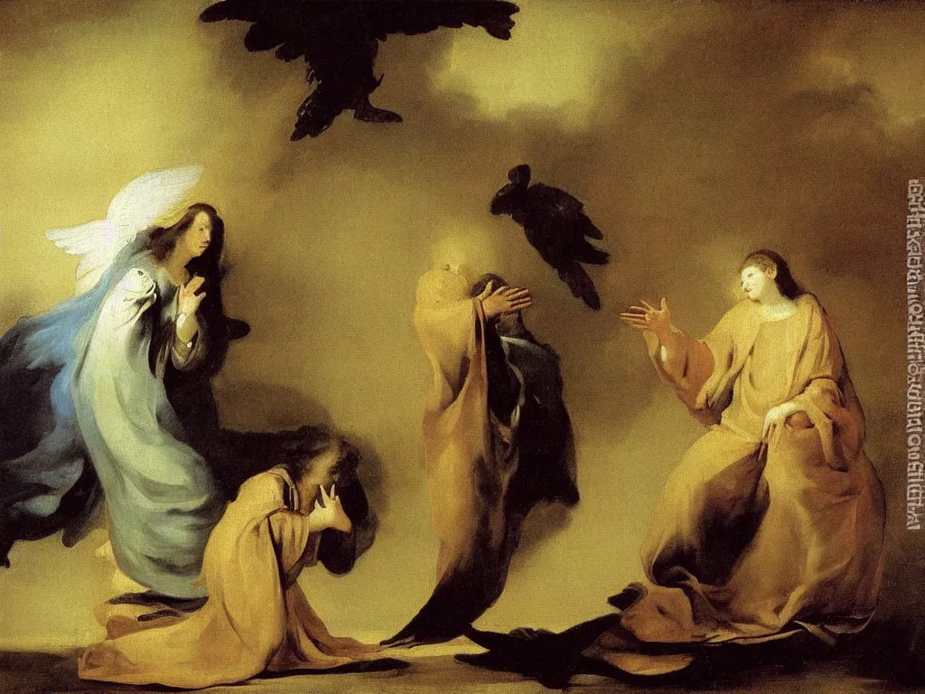 Prompt: the annunciation oil painting by francisco Goya