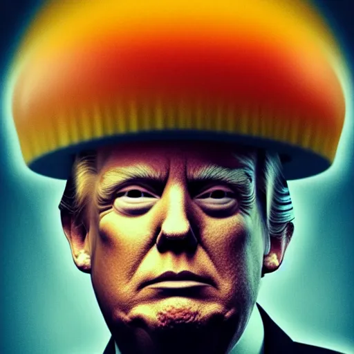 Image similar to a nuclear mushroom cloud with donald trumps face on it. portrait, intricate, highly detailed, concept art, smooth, sharp focus, illustration, medium shot, mid - shot