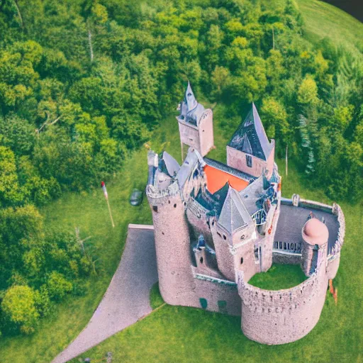 Prompt: aerial photo of castle in a terrarium, sigma 5 0 mm f 1. 4