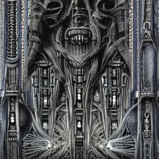 Image similar to biomechanical cathedral, h. r. giger