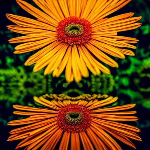 Image similar to Chrysanthemum EOS-1D, f/1.4, ISO 200, 1/160s, 8K, RAW, unedited, symmetrical balance, in-frame, god rays, digital art, high detail by Dan mumford