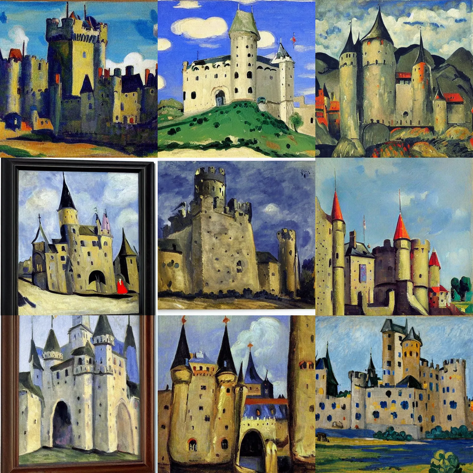 Prompt: medieval castle, by kees van dongen