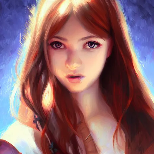 Image similar to portrait of teen girl, art by Ross tran