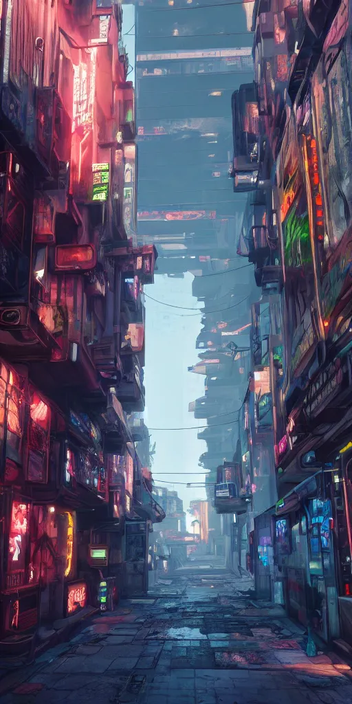 Image similar to cyberpunk alley, brian despain, 8 k, raytracing, unreal engine 5,