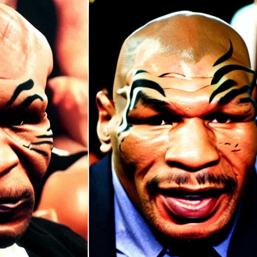 Image similar to uhd a chicken head on mike tyson's body