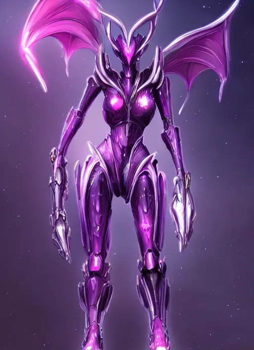 Image similar to cinematic full body, cosmic sized beautiful stunning giant robot mechan hot female dragon goddess, sharp sleek cyborg dragon head, sharp metal ears, smooth purple eyes, smooth fuschia skin, smooth silver armor, nebula, epic proportions, epic scale, macro furry, furry art, dragon art, goddess art, giantess art, warframe, warframe fanart, furaffinity, octane