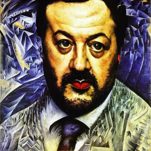 Image similar to futurism portrait of matteo salvini by umberto boccioni, high detail, 8 k, hq