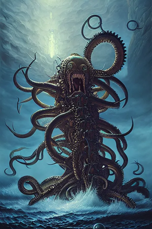 Image similar to kraken attack by anna podedworna, ayami kojima, greg rutkowski, giger, maxim verehin