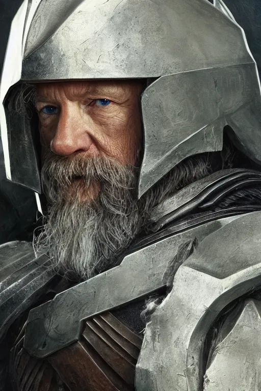 Prompt: master chief playing gandalf in the new lord of the rings movie, oil on canvas, intricate, portrait, 8 k highly professionally detailed, hdr, cgsociety