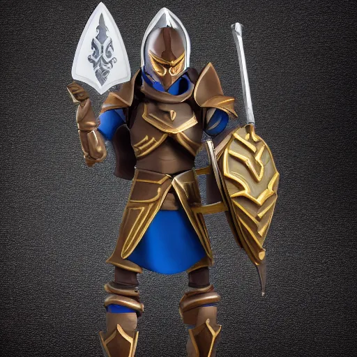 Image similar to plastic action figure of runescape character wearing rune armor, macro lens, studio lighting, high resolution product photography