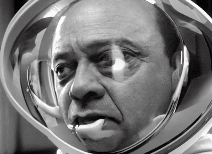 Image similar to film still of Cheech Marin as Dr. Dave Bowman in 2001 A Space Odyssey