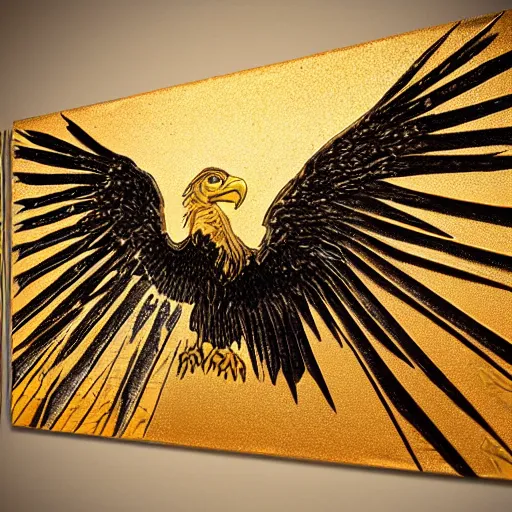 Image similar to eagle wing, glam rock, golden hour, sumerian wall art