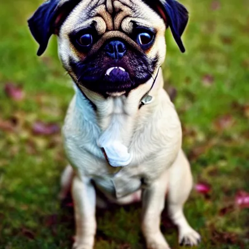 Image similar to A dog mixed with a pug and a dachshund. Long ears. Long nose.