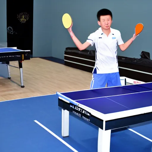 Prompt: ma long table tennis champion in space