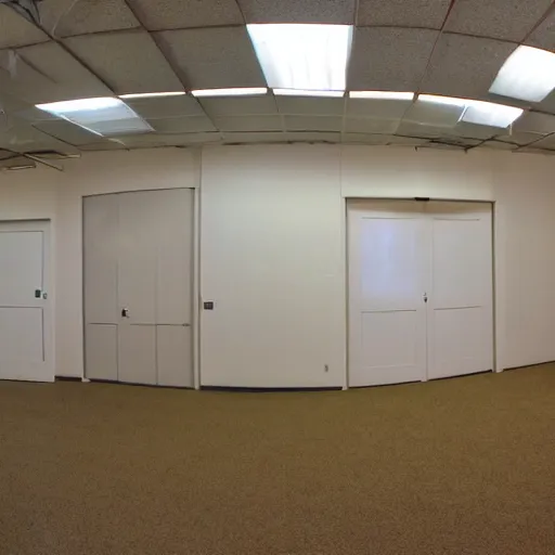 Prompt: detailed wide angle film photograph of the backrooms