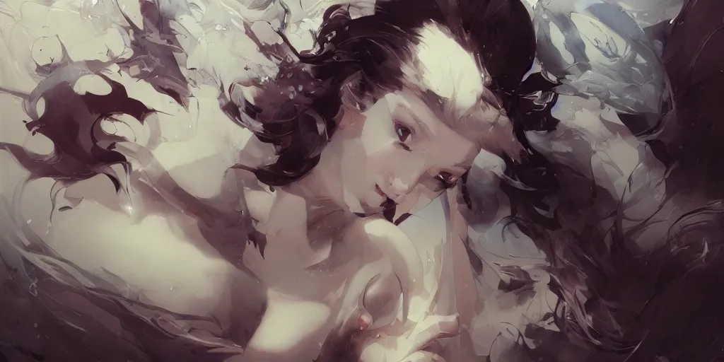 Image similar to highly detailed beautiful photography of portrait, splash, sharp focus, dynamic lighting, elegant, harmony, beauty, masterpiece, by riccardo federici, by james jean, by craig mullins, by lois van baarle, by makoto shinkai, by greg tocchini, by greg rutkowski, illustration, ink draw, pen,