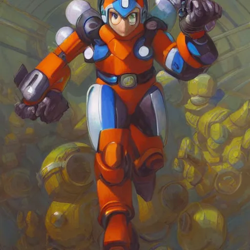 Image similar to Megaman art by Donato Giancola and Bayard Wu, digital art, trending on artstation