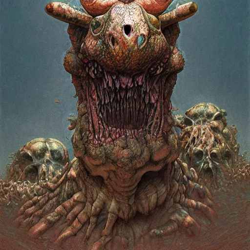 Prompt: tortoise monstrous screaming in agony dark fantasy, intricate, smooth, artstation, painted by Wayne Barlowe, zdislav beksinski